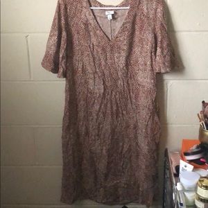 Snake Skin Print Neutral Shift Dress w/ Tie Waist